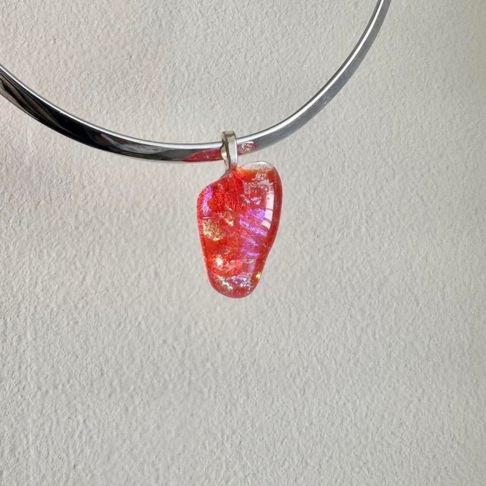 Dichroic Glass Pendant Orange Pink